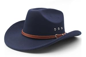 LIDHAY Cowboy Hat for Women and Men Felt Wide Brim Classic Outdoor Fedora Hats Western Cowboy Cowgirl Hats with Belt Buckle