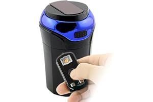 StoreBao Car Ashtray with Lighter and Blue Light LED and Lid, Detachable and Portable (Classic Blue)