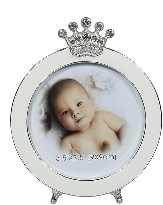 Modali Baby Round Baby Photo Frame 3.5x3.5" with Crown