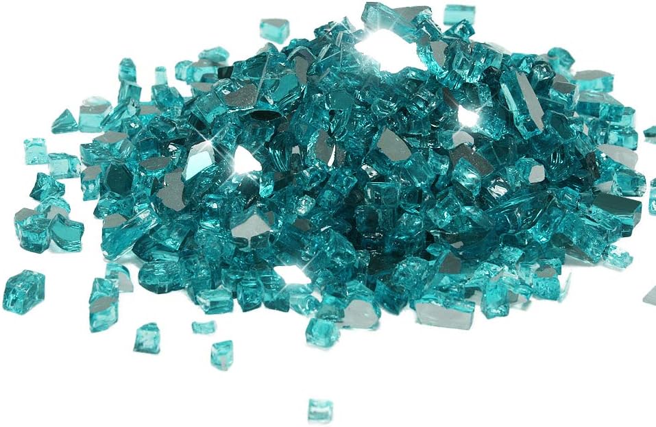 Golden Flame 20-Pound (Fire Glass) 1/4-Inch Caribbean Blue Reflective