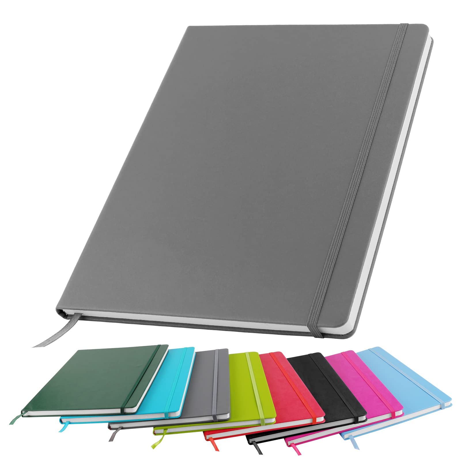 A4 Notebook, Notebook A4 Note Book A4 Notepad The Notebook for School Office Home Business Writing Pads & Diaries Taking 160 Pages (80 Sheets)-Grey — image 1