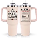 Valentines Day Gifts for Wife from Husband, Wedding Anniversary for Women Her, Wifey Birthday Gift On Christmas, Mothers Day - 40Oz Tumbler Cup With Handle And Straw - Wives Romantic Coffee Mug