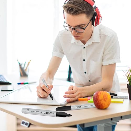 Black Permanent Markers, Pack Fine Tip Black Marker Pens,Water