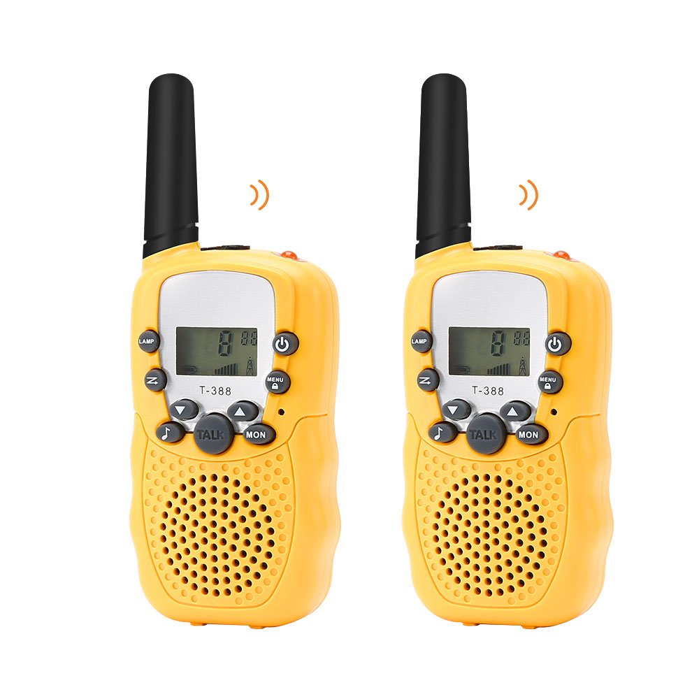 BROMOSE Kids Walkie Talkies 22 channel two way radio up to use 3 Miles Handset with Indicator and Belt Clip Toy for Children Great Fun for Outdoor Play Camping Hiking 2 PCS,Yellow