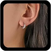 Andelaisi Boho CZ Hoop Earrings Vintage Simple Crystal Earrings Pink CZ Huggie Earring Small Pave Cubic Zirconia Hoops Earring Jewelry for Women