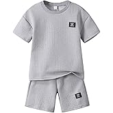 Cakaner Tween Boys Clothes Summer Short Sleeve Top & Shorts Set 2-Piece Casual Outfit Size 6-12 Years