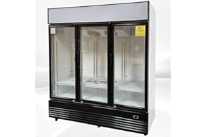 COOLER DEPOT Commercial Refrigerator Glass 3-Door Merchandiser Display Cooler,Beverage Drink Cooler, ETL,NSF certified, Bottom-Mounted 74 inches width, capacity 69 cuft 110V, Restaurant Kitchen Cafe
