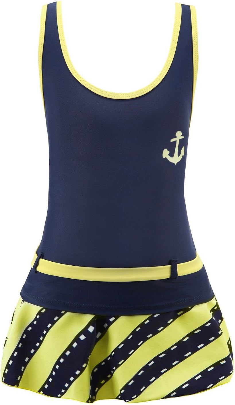Chrysea Big Girls' Swimwear Striped Skirt Two-Piece Swimsuits