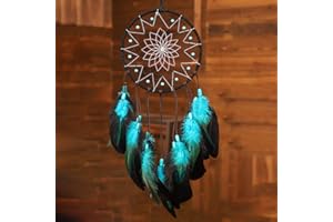 WOW DING Blue Dream Catchers Handmade, Boho Traditional Circular Net for Wall Hanging Decor, Bedroom Kids, Home Decoration, Art Ornament Craft Gift