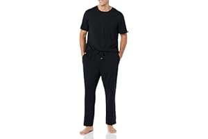 Amazon Essentials Mens Cotton Modal T-Shirt and Full-Length Bottom Pajama Set