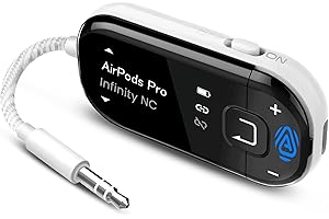 Avantree Voyager – OLED Display & Latest Auracast Bluetooth 5.4 Adapter for Airplane, Qualcomm Chip & aptX Adaptive, Wireless Audio Transmitter for Headphones, AirPods, Travel & Flight