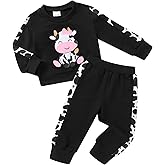 YOUNGER TREE Baby Girl Fall Clothes Toddler Sweatsuit Butterfly Print Long Sleeve Sweatshirt Top and Sweatpants Set