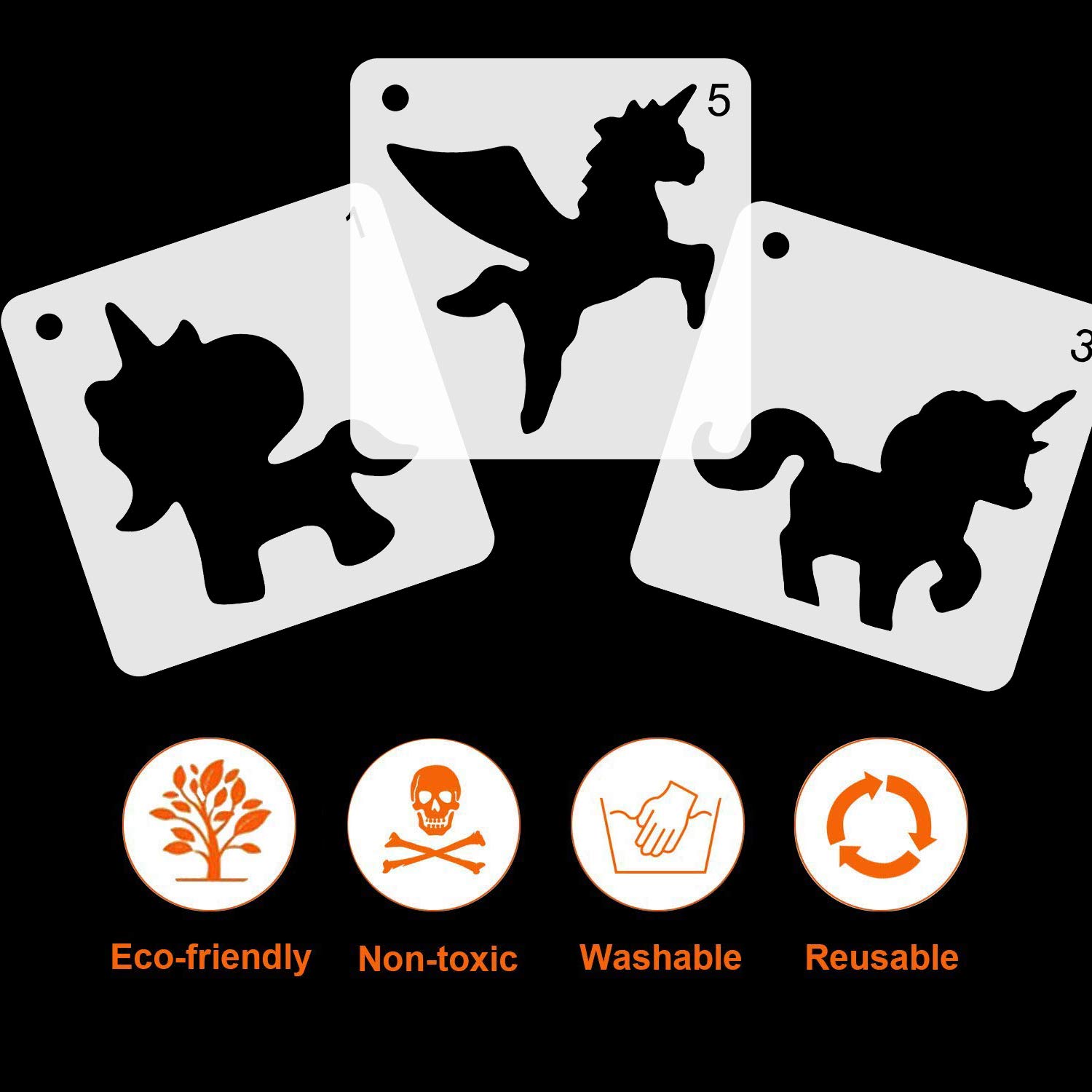 9 Pieces Unicorn Stencils Plastic Kids Drawing Stencil Reusable Unicorn Template for DIY Craft Painting Drawing