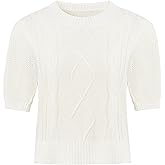 Women's Summer Sweater Short Sleeve Casual Round Neck Knit Sweater