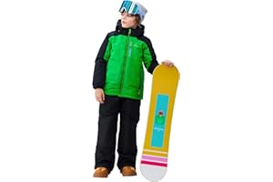 SMONTY Girls Boys Ski Suit Kids Snowsuits Waterproof Snowboard Elastic Hood Jacket with Bib Pants, Windproof Winter Warmth