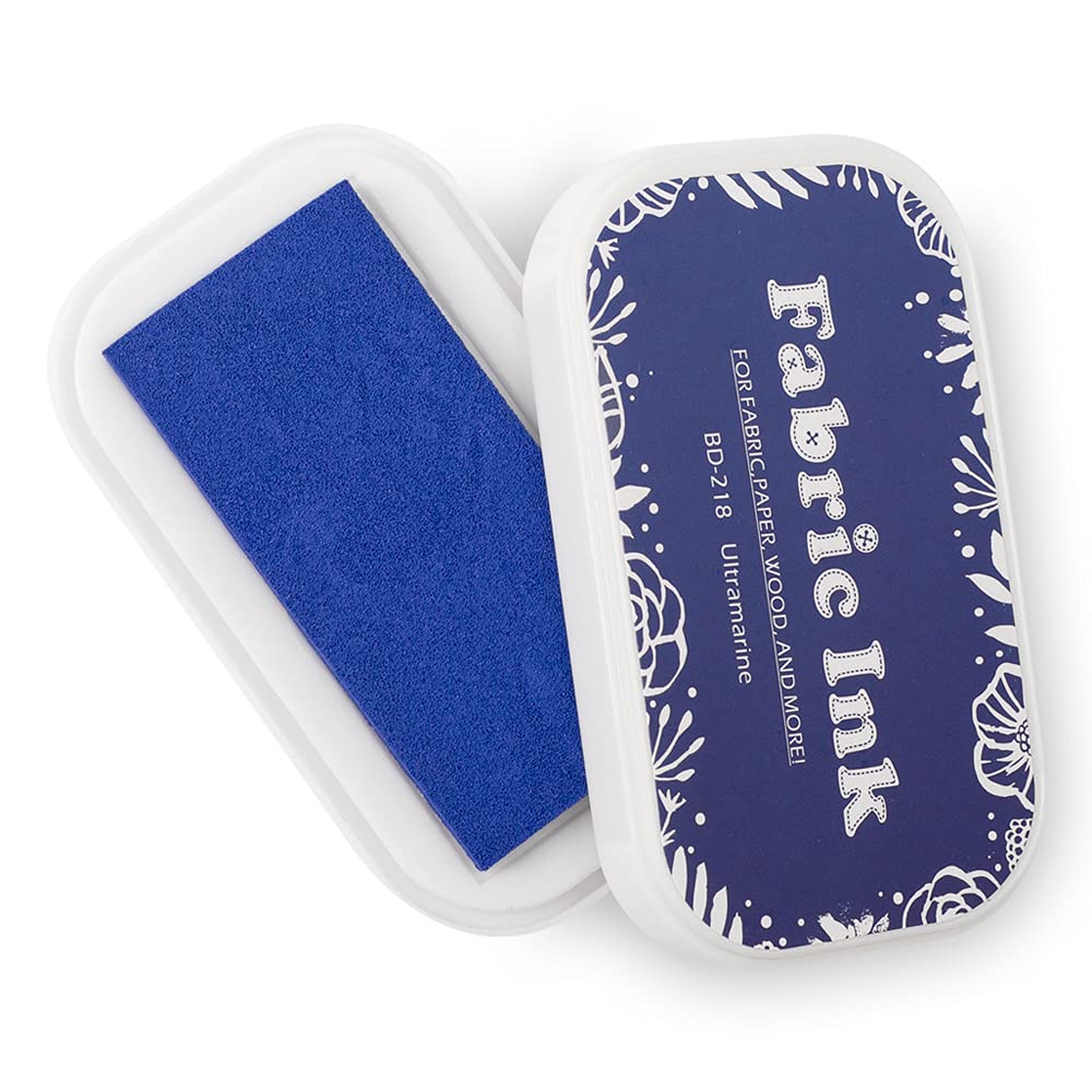 Fatiya Fabric Ink Pads for Rubber Stamps, Washable Craft Ink Pads for Card Making Scrapbook, Permanent Ink Pad for Wood, Paper, 3.7 x 2.1" (Indigo, 218)