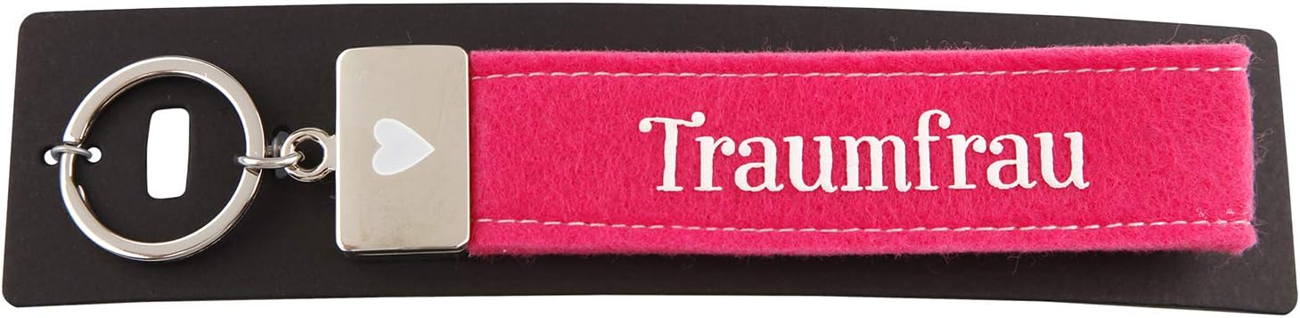 Depesche 4298-029 Looped Key Ring Felt with Engraved Metal Closure and Iconic Print Dream Woman Pink Approx. 18.7 x 4.4 x 1 cm