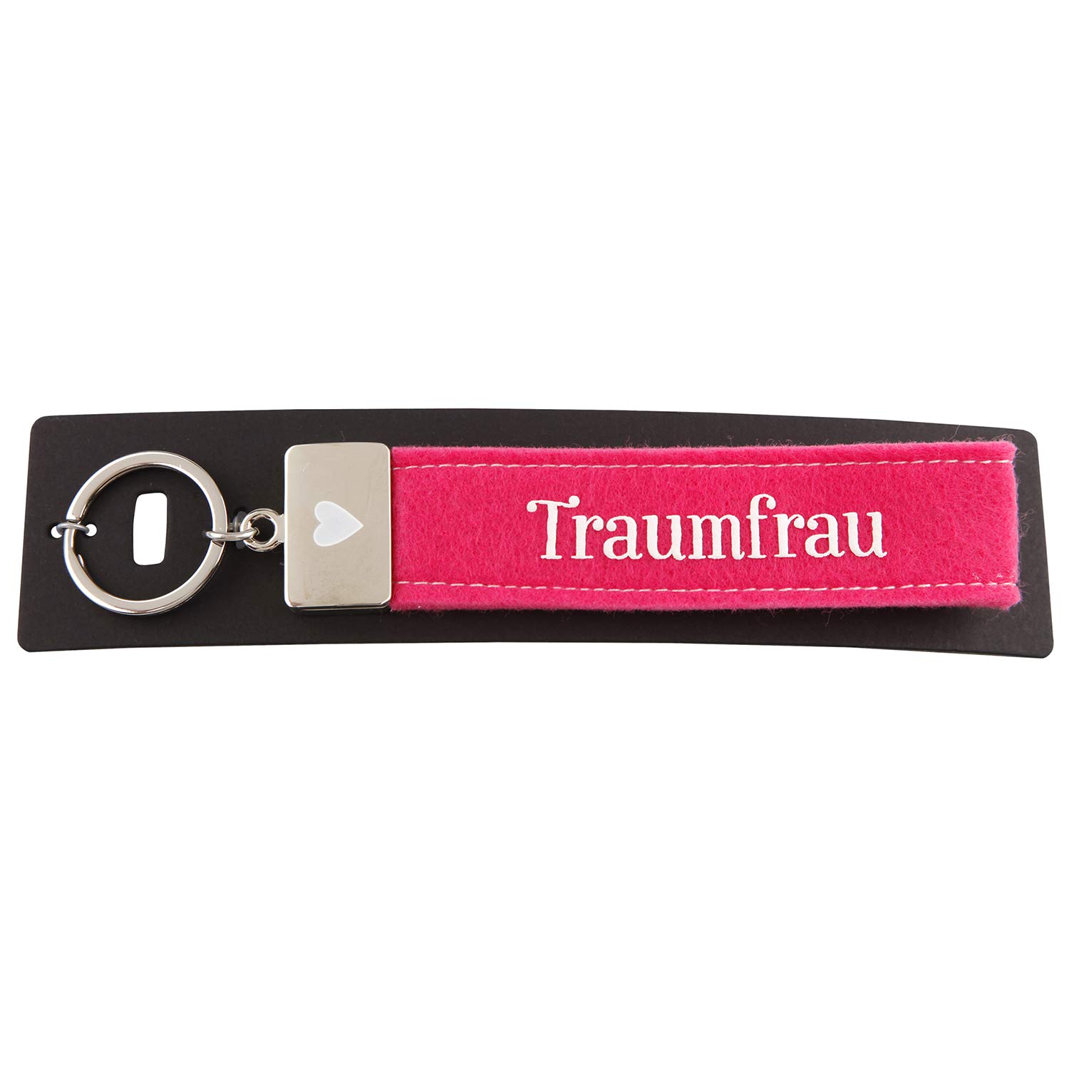 Depesche 4298-029 Looped Key Ring Felt with Engraved Metal Closure and Iconic Print Dream Woman Pink Approx. 18.7 x 4.4 x 1 cm