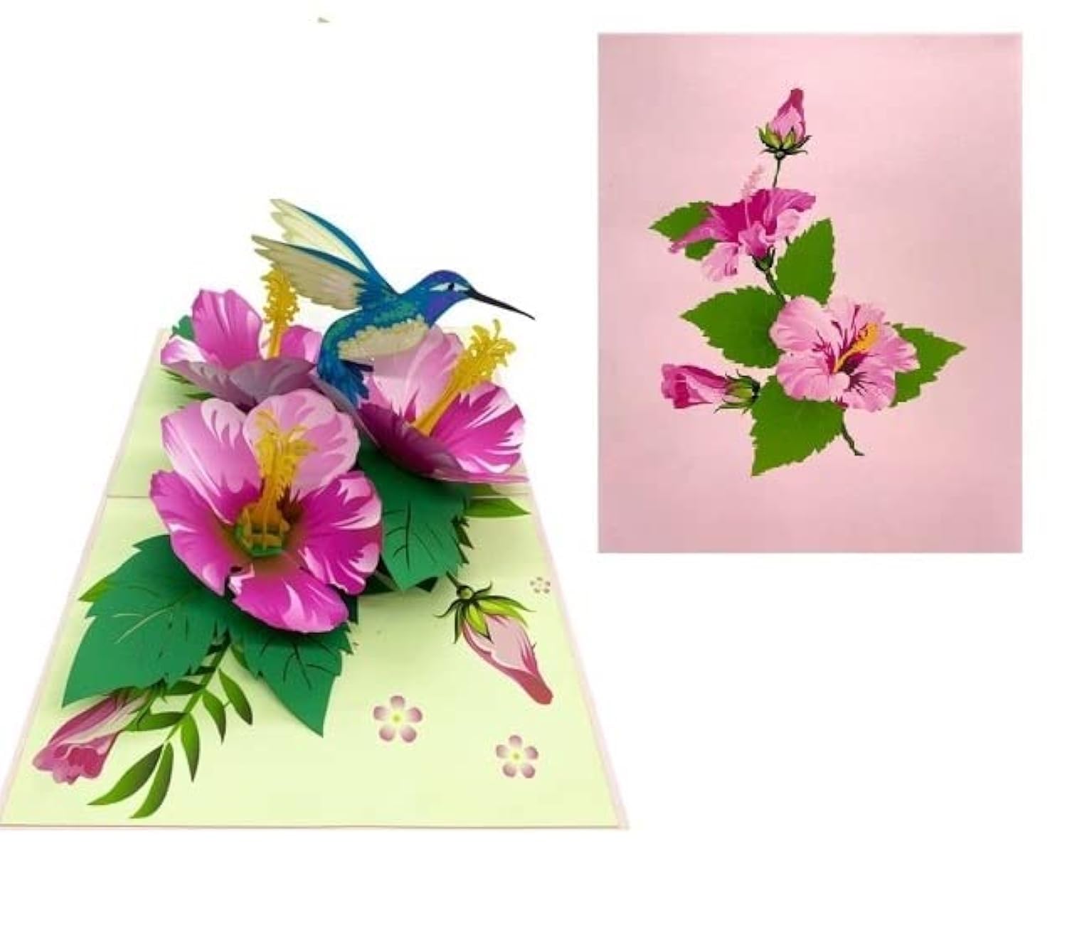 Photo 1 of ETA Hibiscus & Hummingbird Pop-Up Card – 3D Handmade Floral Greeting Card for Birthdays, Mother’s Day, Anniversaries & Special Occasions F15