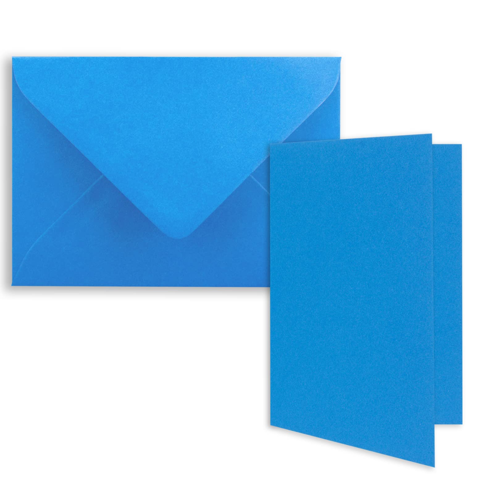 10x DIN B6 folding card set with envelopes in azure blue - 120 x 170 mm - ideal for invitation cards, wedding, baptism, communion, confirmation - Brand: FarbenFroh