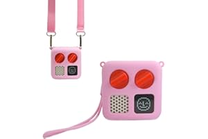 THISNESS Protective Jacket for Yoto Mini with Shoulder Strap, Kid-Friendly Silicone Cover Case Compatible with Yoto Mini Audio Player Accessories with Wrist Lanyard, Pink