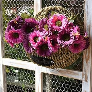 XMJR Wall decoration Un idílico paja pared canasta de flores macetas de