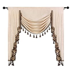 ELKCA Beige Chenille Window Curtains Valance for