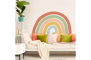 Earthy Colors Rainbow Wall Sticker 30 x 21 Inch Large Size Boho Rainbow Wall Decal for Girls Bedroom Boys Kids Living Room Nu