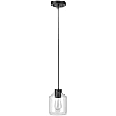 Globe Electric 60331 Middleton 1 Pendant Lighting, Matte Black, Clear Glass Shade, Bulb Not Included