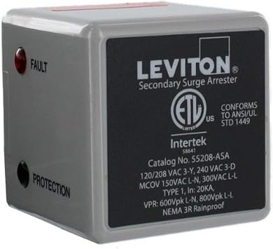 Amazon Com Leviton 558 Asa 3 Phase 1 8 V Wye Or 3 Phase 240 V Delta Type 1 Surge Arrester Home Improvement