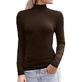 Abardsion Women's Long Sleeve Mock Turtleneck Shirts 2025 Fleece Lined Base Layer Slim Fit Thermal Underwear Tops