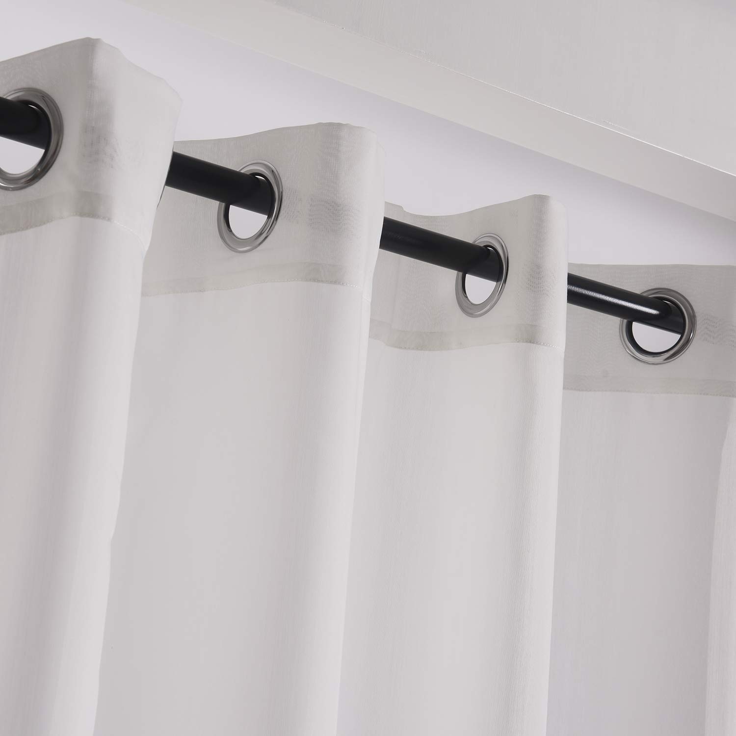 Megachest pair of sheer voile RING top (plain cotton-ivory, 56" wideX108 drop(W142cmXH274cm)) — image 1