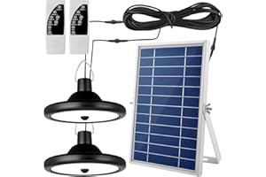 Newisdomake Dual Head Solar Shed Light, Motion Sensor Pendant Light with 4 Modes, 6 Level Brightness, 16.4Ft Cord, IP65 Waterproof Hanging Shed Lamp for Barn Coop Yard Home Patio Garden, Cool White