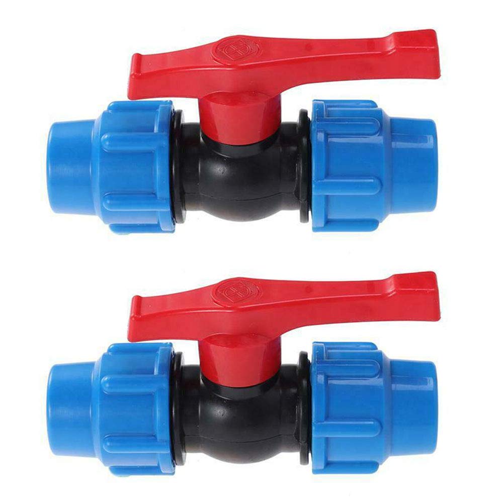 20mm Stop Tap Valve for HDPE Water Pipe Compression Ends Pack of 2