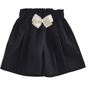 Malibure Girls Bow Shorts Teen Kis Wide Leg Loose Fit Elastic Casual Cute Summer School Uniform Shorts