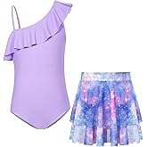 GRACE KARIN Girls Swimsuit with Skirt One Piece Bathing Suit Swimwear 6-14Y