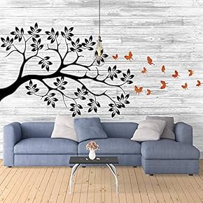 Wall Mural Abstract Tree in Hoary Background Removable Self-Adhesive Large Wallpaper - 66x96 inches
