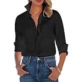 Button Down Shirts for Women Long Sleeve Dress Shirt Wrinkle Free Collared Work Shirt Casual Office Blouse Top
