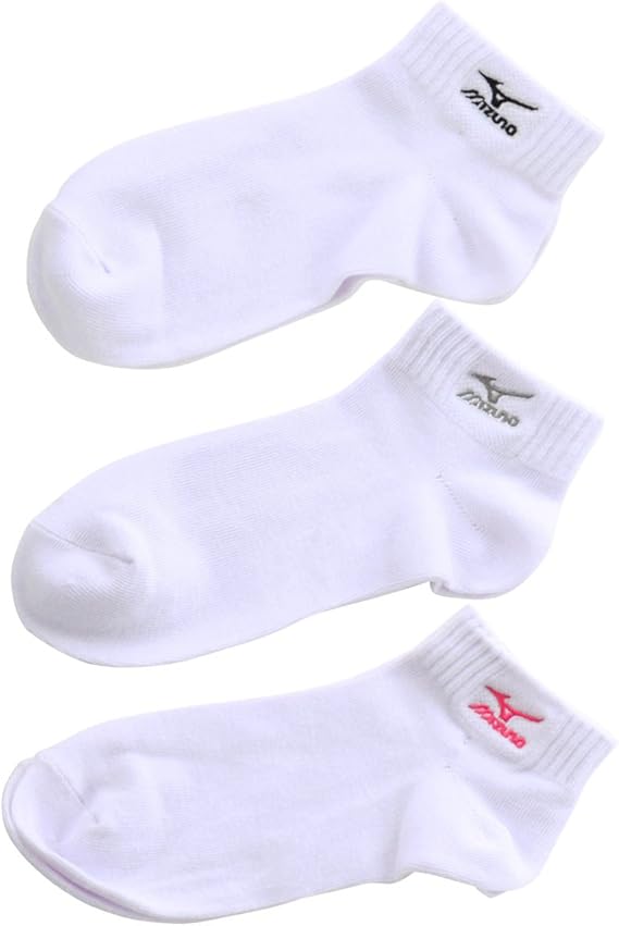 Amazon Co Jp ミズノ Mizuno レディースショート丈ソックス 婦人靴下 3足組 お買い得 強くて丈夫 スポーツ 定番 白 Wh 服 ファッション小物