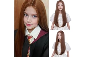 Ufindcos Brown Wig for Kids Long Girls Brown Wig Middle Part Straight Wig for Child Natural Synthetic Wig With Wig Cap