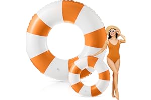 Foilswirl 47.24 Inch Jumbo Inflatable Pool Floats Blue and White Striped Pool Rings Swimming Inflatable Tube for Adult Women Summer Beach Bachelorette Wedding Decor