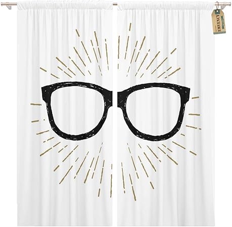 Amazon Com Golee Window Curtain Nerd Eye Glasses Authentic Badge