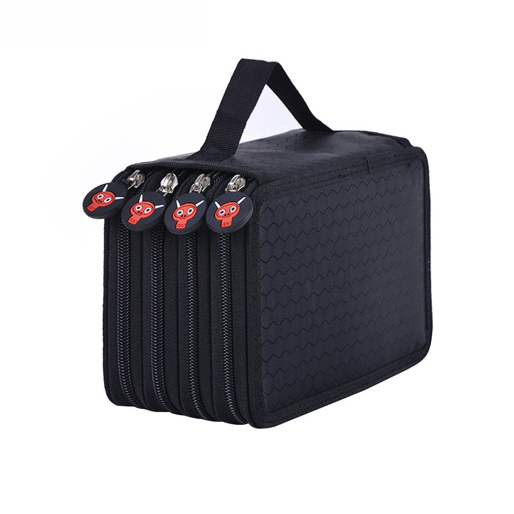Nuolux Pencil Case for Colouring Pencils 72 Slots 4 Compartments (Black)