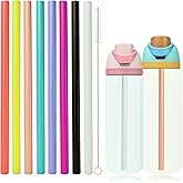 NTIERA 8pcs Replacement Straws for Owala FreeSip 24oz 32oz Bottle, Reusable Plastic Straws with Cleaning Cleaner Brush for Insulated Stainless Steel Water Bottle Tumbler Accessories(8 Color)