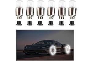 Augeny 6 PCS LED Tire Valve Stem Cap Lights, Neon Spoke Flash Light Bulb Tire Valve Lights, Waterproof Wheel Tyre Valve Dust Cap, Auto Accessories for Car Truck Motorcycle Bike (White)