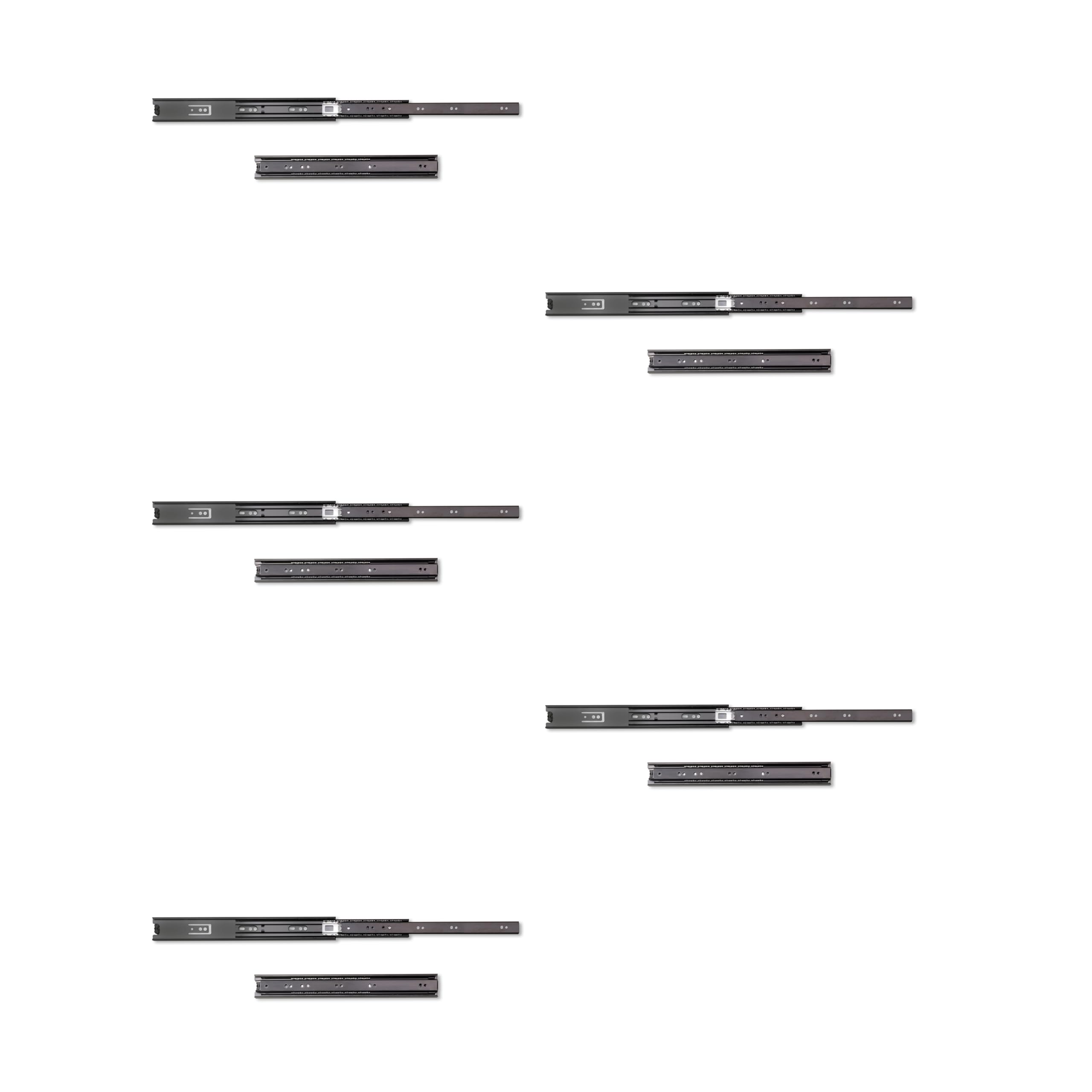 Emuca - Ball Bearing Drawer Slides 45mm x 350mm (1,77 x 13,78 inch) Set of 5 Pairs of Full Extension Drawer Runners, Black