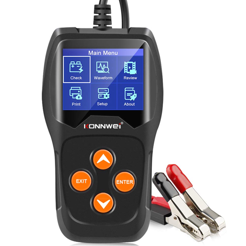KONNWEI KW600 12V Automotive Battery Tester Professional 100-2000 CCA 220AH Car Battery Load Analyzer and Alternator Tester for Car/Boat/Motorcycle