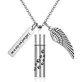 STEFWD Dog/Cat Paw Print Cylinder Cremation Jewelry For Pet Ashes Keepsake Urn Necklace Women Men Memorial Pendant - I Still Need You Close To Me