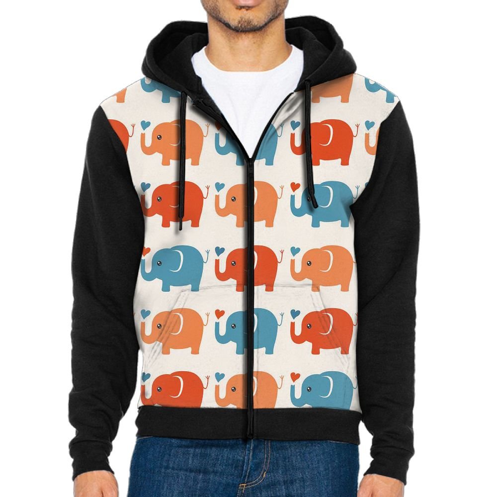 Ngfh coloured Elephants Mens FullZip Polyester Hoodie