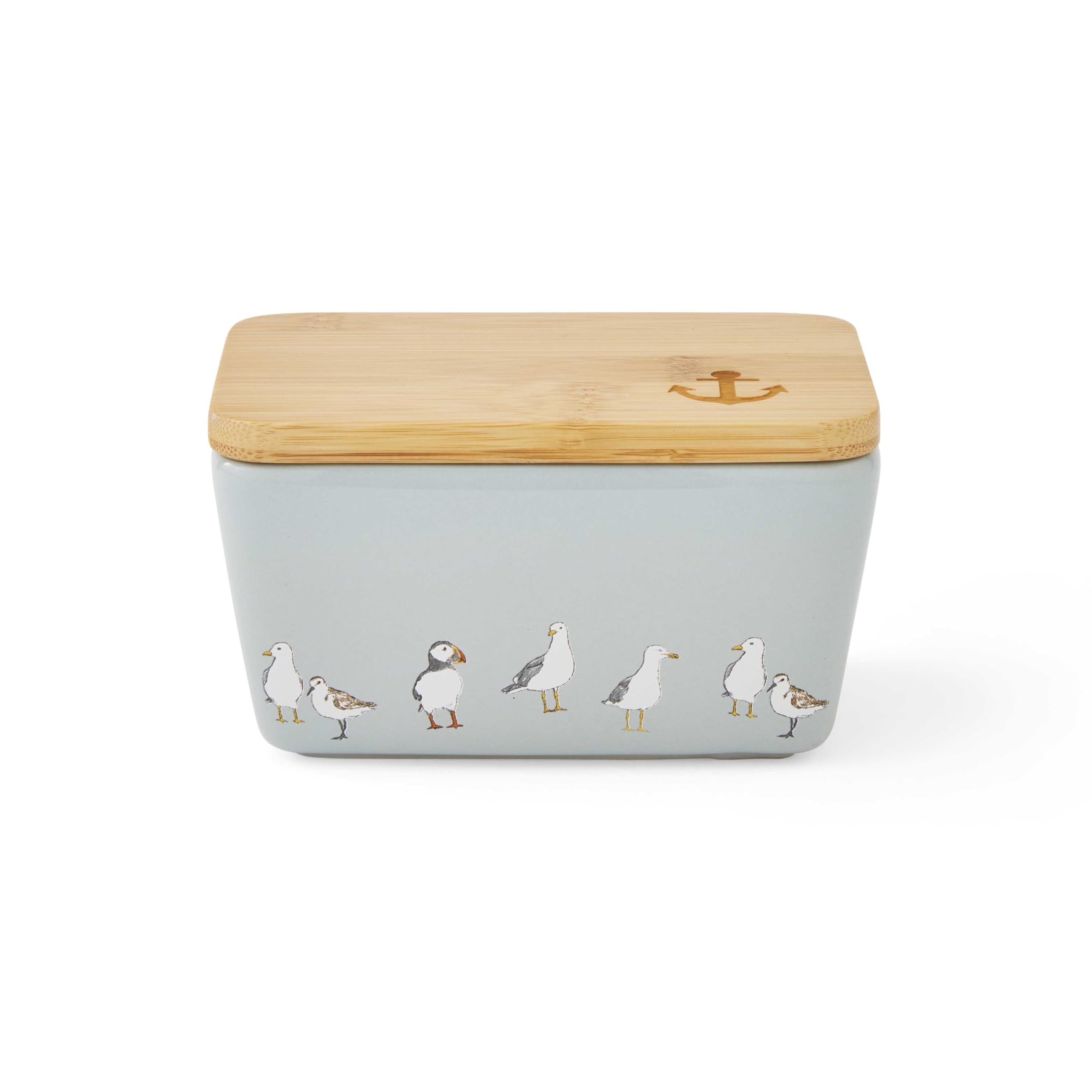 Cooksmart Butter Dish with Lid | Large Ceramic Butter Dish for All Types of Kitchens | Coastal Birds
